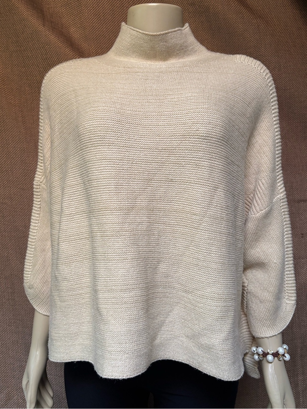 Kerisma Cream Mock Neck Boxy Knit Sweater